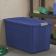 35 Gallon Latch Tote Plastic Container, Stackable Storage Bin with Latching Lid, Stadium Blue, Set of 4