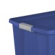 35 Gallon Latch Tote Plastic Container, Stackable Storage Bin with Latching Lid, Stadium Blue, Set of 4