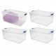 105 Qt. Latch Box Plastic with Clear Lid and Base, Stadium Blue, Set of 4