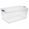 105 Qt. Latch Box Plastic with Clear Lid and Base, Stadium Blue, Set of 4