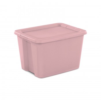 18 Gal Storage Tote Box, Stackable Bin with Lid, Plastic Container to Organize Clothes in Closet, Basement, Set of 8, Pink