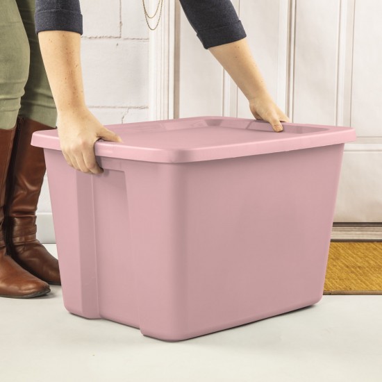 18 Gal Storage Tote Box, Stackable Bin with Lid, Plastic Container to Organize Clothes in Closet, Basement, Set of 8, Pink