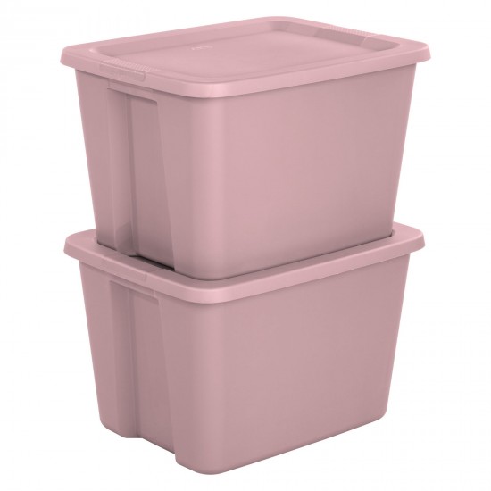 18 Gal Storage Tote Box, Stackable Bin with Lid, Plastic Container to Organize Clothes in Closet, Basement, Set of 8, Pink