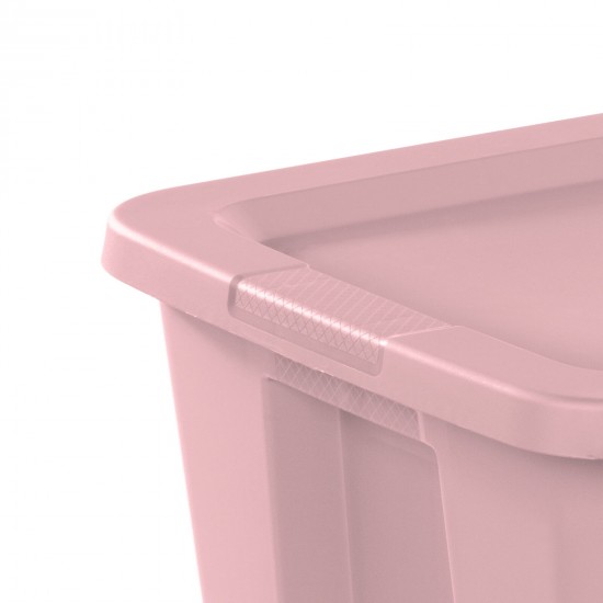 18 Gal Storage Tote Box, Stackable Bin with Lid, Plastic Container to Organize Clothes in Closet, Basement, Set of 8, Pink