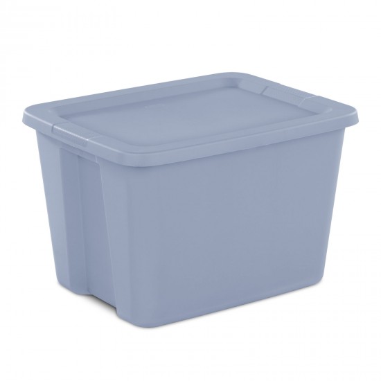 18 Gal Storage Tote Box, Stackable Bin with Lid, Plastic Container to Organize Clothes in Closet, Basement, Set of 8, Blue