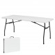 6 Foot Premium Fold-in-Half Table, Portable Folding Utility Picnic Party Dining Camp Plastic Table White