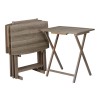 5pc XL Oversized Tray Table Set, Folding TV/Snack Tray Table Set for Small Space, 4 Tables and 1 Rack, Rustic Grey